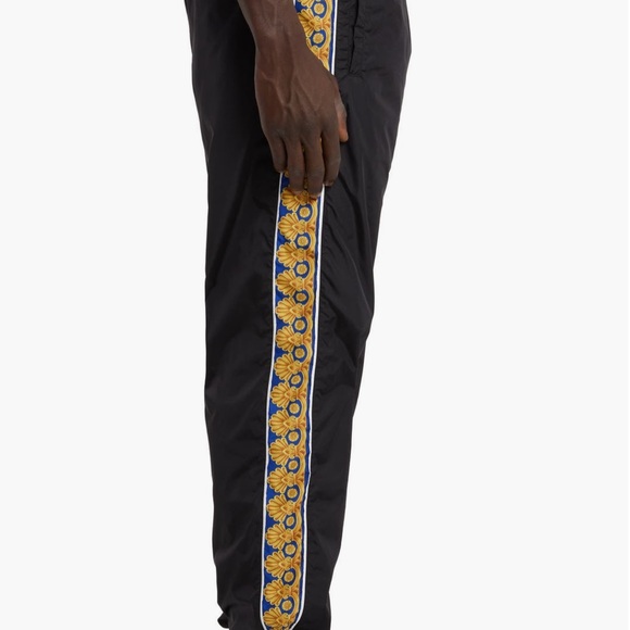 Versace Black Joggers with Gold and Blue Detailing